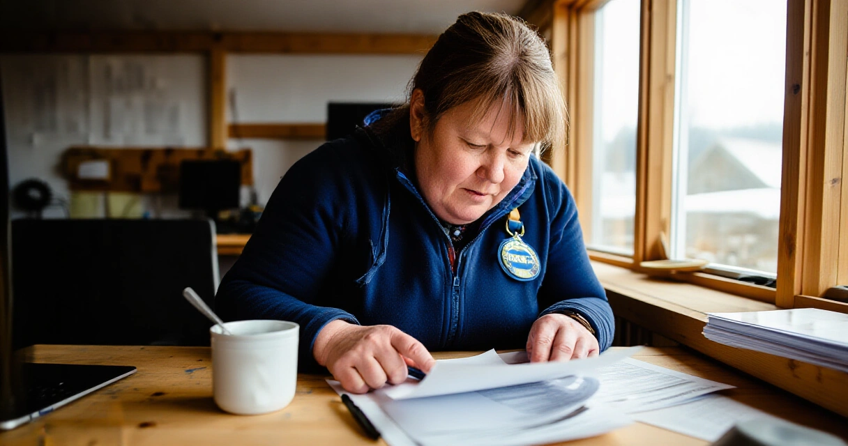 Pienyrittäjä käy läpi rahoituspapereita työpöydällä